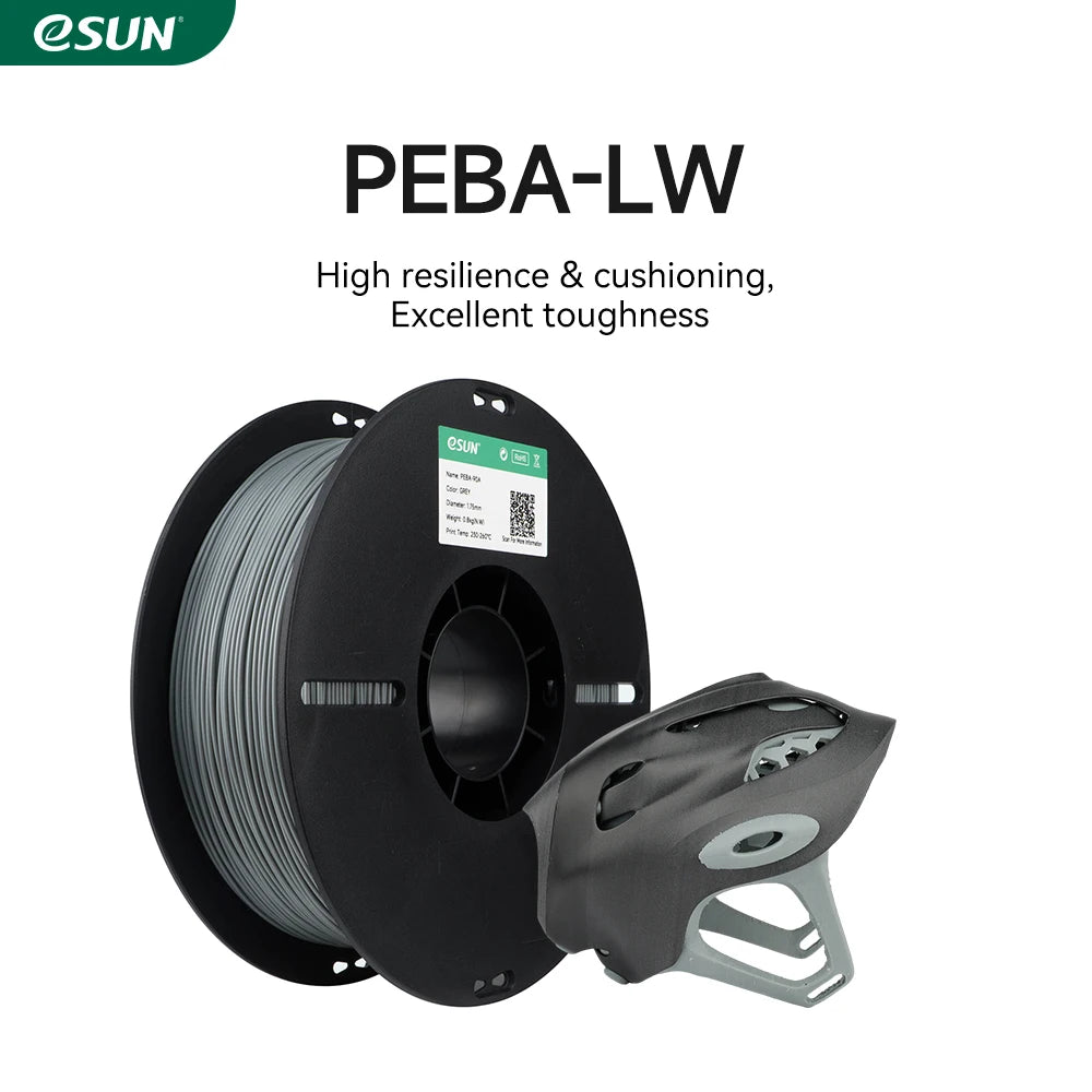 eSUN Light Weight PEBA 3D Filaments 1.75MM 0.8KG PEBA-LW Low Density 3D PEBA 3D Printer Filaments High-rate Foaming 3D Material