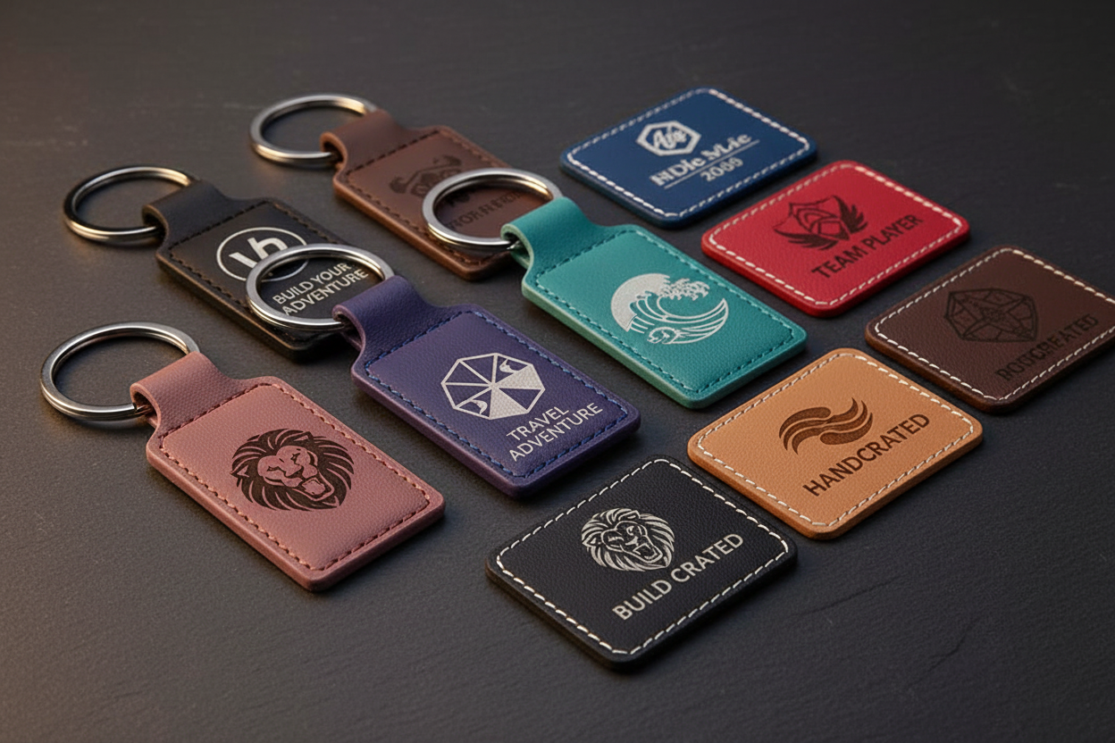 Leatherette Keychains and Patches